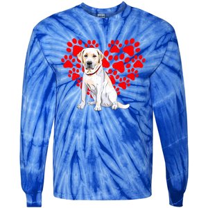 Labrador Retriever Heart Paw Valentines Day Dog Lover Gift Tie-Dye Long Sleeve Shirt