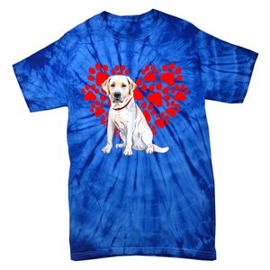 Labrador Retriever Heart Paw Valentines Day Dog Lover Gift Tie-Dye T-Shirt