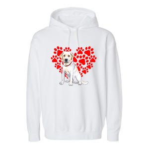 Labrador Retriever Heart Paw Valentines Day Dog Lover Gift Garment-Dyed Fleece Hoodie