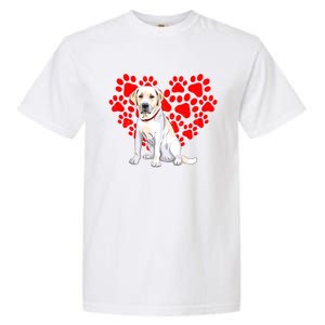 Labrador Retriever Heart Paw Valentines Day Dog Lover Gift Garment-Dyed Heavyweight T-Shirt