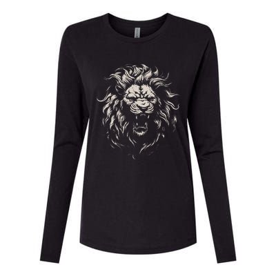 Lion Roar Head Art Face For Lovers Lions King African Animal Womens Cotton Relaxed Long Sleeve T-Shirt