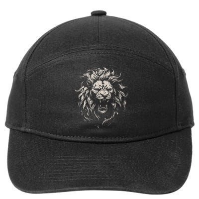 Lion Roar Head Art Face For Lovers Lions King African Animal 7-Panel Snapback Hat