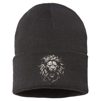 Lion Roar Head Art Face For Lovers Lions King African Animal Sustainable Knit Beanie