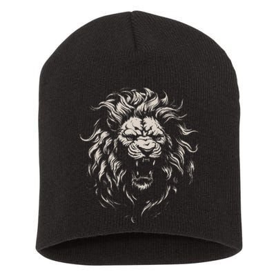 Lion Roar Head Art Face For Lovers Lions King African Animal Short Acrylic Beanie