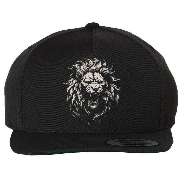 Lion Roar Head Art Face For Lovers Lions King African Animal Wool Snapback Cap