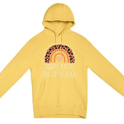 Leopard Rainbow Happy 100th Day School Cute 100 Days Teacher Gift Premium Pullover Hoodie