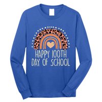 Leopard Rainbow Happy 100th Day School Cute 100 Days Teacher Gift Long Sleeve Shirt