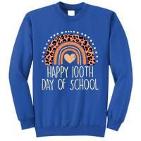 Leopard Rainbow Happy 100th Day School Cute 100 Days Teacher Gift Sweatshirt