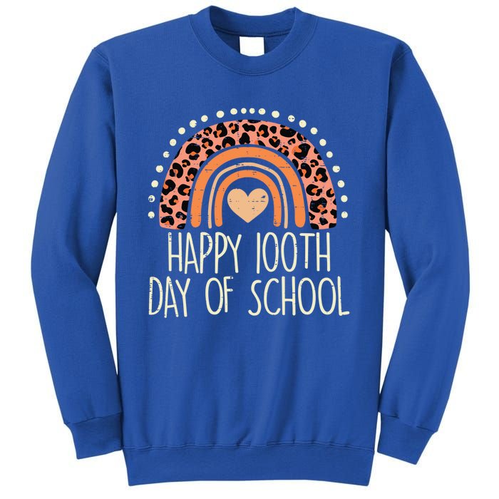 Leopard Rainbow Happy 100th Day School Cute 100 Days Teacher Gift Sweatshirt