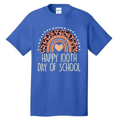 Leopard Rainbow Happy 100th Day School Cute 100 Days Teacher Gift Tall T-Shirt