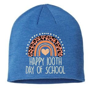 Leopard Rainbow Happy 100th Day School Cute 100 Days Teacher Gift Sustainable Beanie