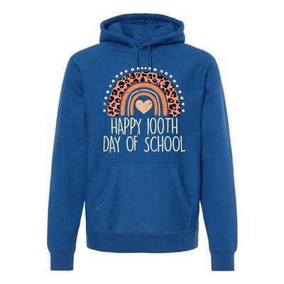 Leopard Rainbow Happy 100th Day School Cute 100 Days Teacher Gift Premium Hoodie