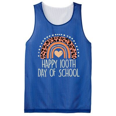 Leopard Rainbow Happy 100th Day School Cute 100 Days Teacher Gift Mesh Reversible Basketball Jersey Tank