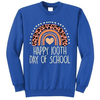 Leopard Rainbow Happy 100th Day School Cute 100 Days Teacher Gift Tall Sweatshirt