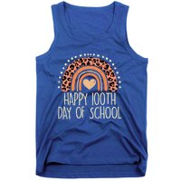 Leopard Rainbow Happy 100th Day School Cute 100 Days Teacher Gift Tank Top