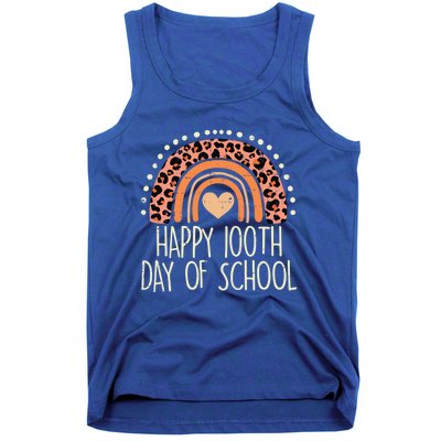 Leopard Rainbow Happy 100th Day School Cute 100 Days Teacher Gift Tank Top