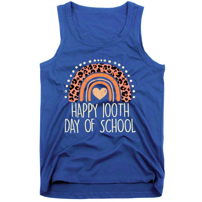 Leopard Rainbow Happy 100th Day School Cute 100 Days Teacher Gift Tank Top