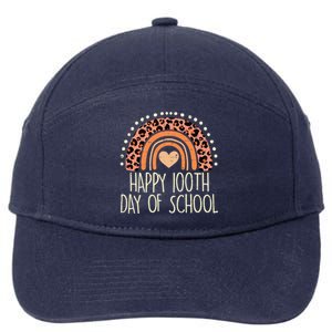 Leopard Rainbow Happy 100th Day School Cute 100 Days Teacher Gift 7-Panel Snapback Hat