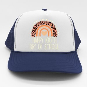 Leopard Rainbow Happy 100th Day School Cute 100 Days Teacher Gift Trucker Hat