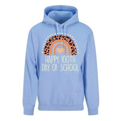 Leopard Rainbow Happy 100th Day School Cute 100 Days Teacher Gift Unisex Surf Hoodie