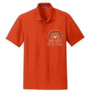 Leopard Rainbow Happy 100th Day School Cute 100 Days Teacher Dry Zone Grid Polo