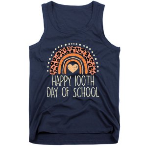 Leopard Rainbow Happy 100th Day School Cute 100 Days Teacher Tank Top