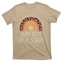 Leopard Rainbow Happy 100th Day School Cute 100 Days Teacher T-Shirt