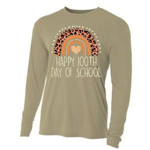 Leopard Rainbow Happy 100th Day School Cute 100 Days Teacher Cooling Performance Long Sleeve Crew