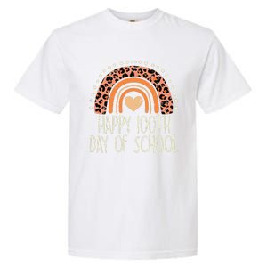 Leopard Rainbow Happy 100th Day School Cute 100 Days Teacher Garment-Dyed Heavyweight T-Shirt