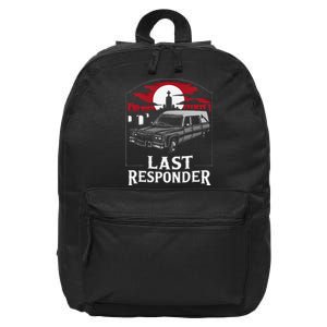 Last Responder Hearse Funny Dark Humor Morbid Death Alt Goth 16 in Basic Backpack