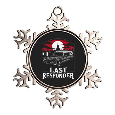 Last Responder Hearse Funny Dark Humor Morbid Death Alt Goth Metallic Star Ornament