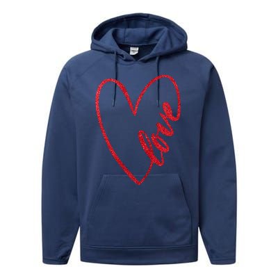 Love Romantic Heart Performance Fleece Hoodie