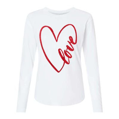 Love Romantic Heart Womens Cotton Relaxed Long Sleeve T-Shirt