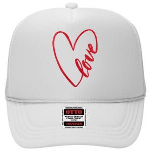 Love Romantic Heart High Crown Mesh Back Trucker Hat