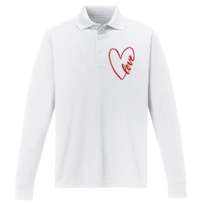 Love Romantic Heart Performance Long Sleeve Polo