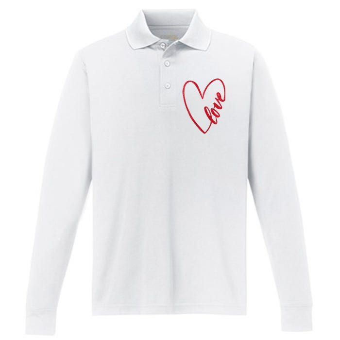 Love Romantic Heart Performance Long Sleeve Polo