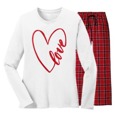 Love Romantic Heart Women's Long Sleeve Flannel Pajama Set 