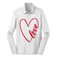 Love Romantic Heart Silk Touch Performance Long Sleeve Polo