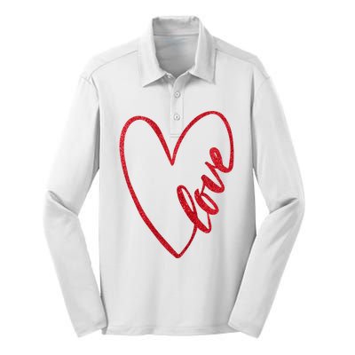 Love Romantic Heart Silk Touch Performance Long Sleeve Polo