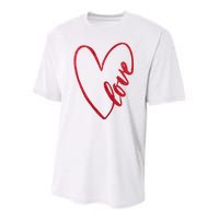 Love Romantic Heart Youth Performance Sprint T-Shirt