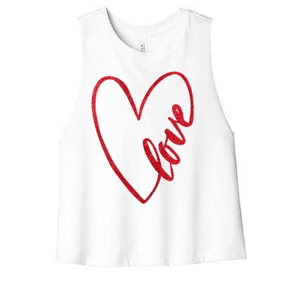 Love Romantic Heart Women's Racerback Cropped Tank