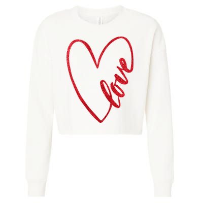 Love Romantic Heart Cropped Pullover Crew