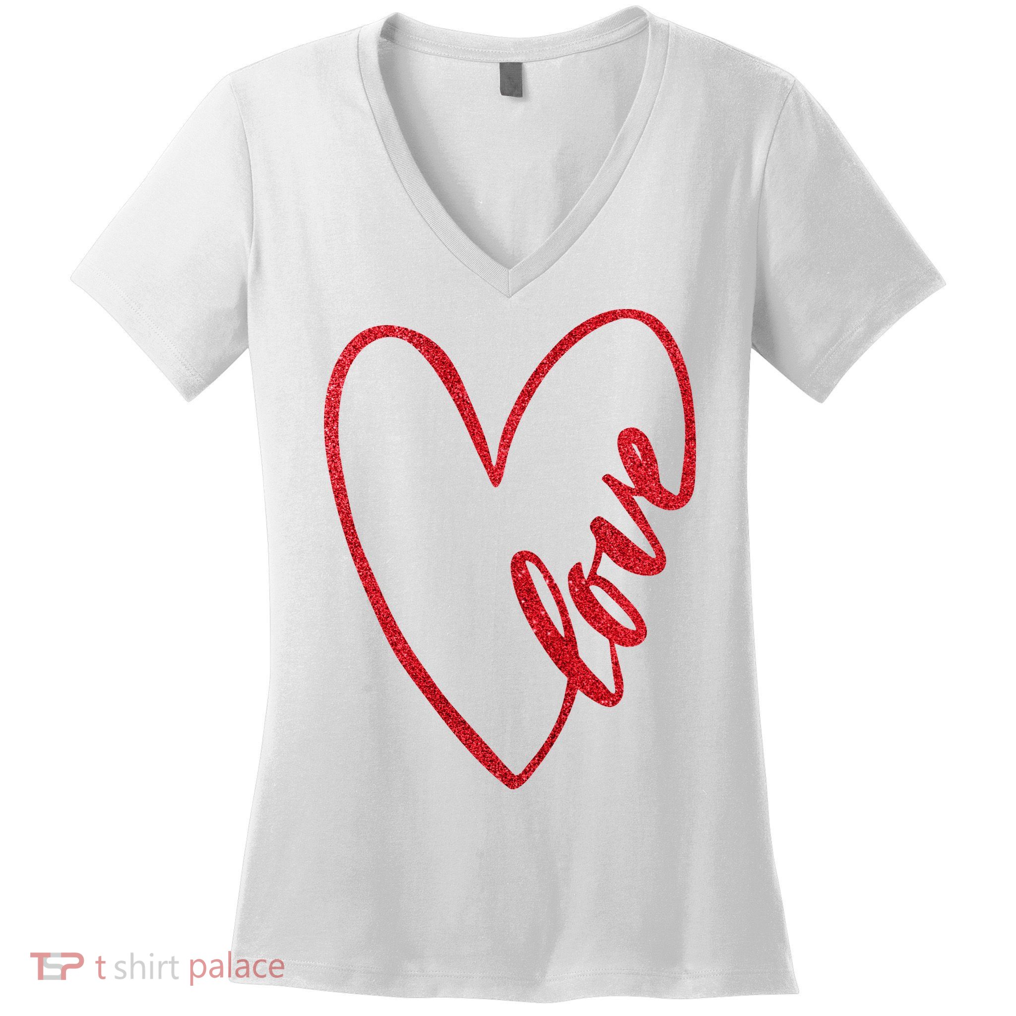 Love Romantic Heart Women's V-Neck T-Shirt