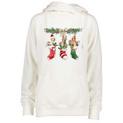 Labrador Retriever In Christmas Socks Labrador Retriever Gift Womens Funnel Neck Pullover Hood