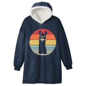 Llama Retro I Just Love Llamas Gift Hooded Wearable Blanket