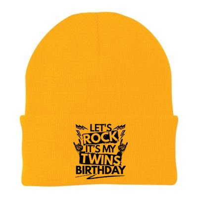 Lets Rock Its My Twins Birthdaytwin Dad And Twin Mom Funny Gift Knit Cap Winter Beanie