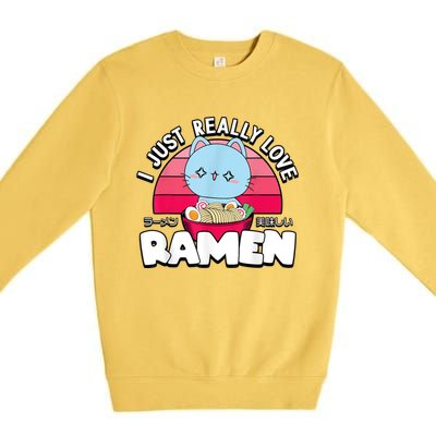 Love Ramen Japanese Gift Anime Shirt Girls Manga Kawaii Cat Premium Crewneck Sweatshirt