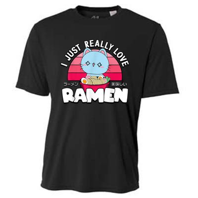 Love Ramen Japanese Gift Anime Shirt Girls Manga Kawaii Cat Cooling Performance Crew T-Shirt