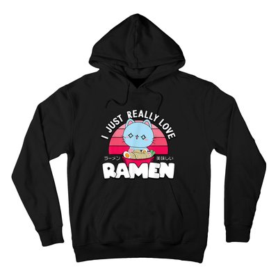 Love Ramen Japanese Gift Anime Shirt Girls Manga Kawaii Cat Hoodie