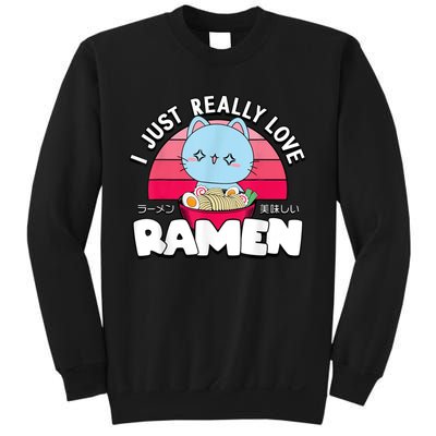 Love Ramen Japanese Gift Anime Shirt Girls Manga Kawaii Cat Sweatshirt